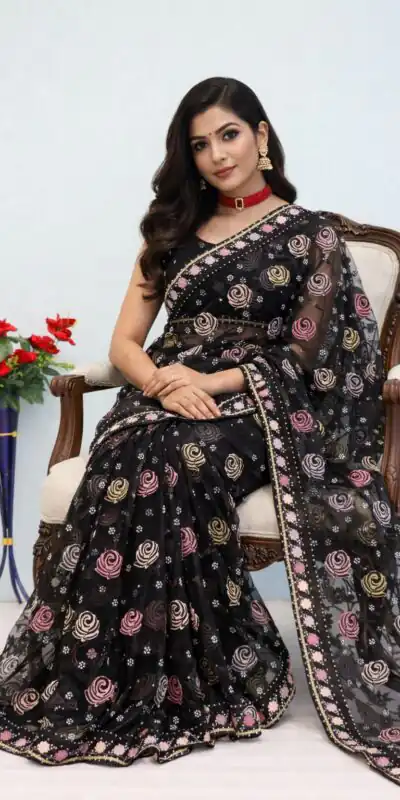 BT GULABO Black Color Butterfly Net 5mm Sequence Embroiderer Work Saree Casual, Wedding, Festive, Events . Expected Delivery 4-6 Working Days @2299/- only | Sarees, Bollywood Sarees, Creative Sarees, Designer Sarees, Embroidered Sarees, Ethnic Saree, Modern Digital sarees, Party Wear Sarees