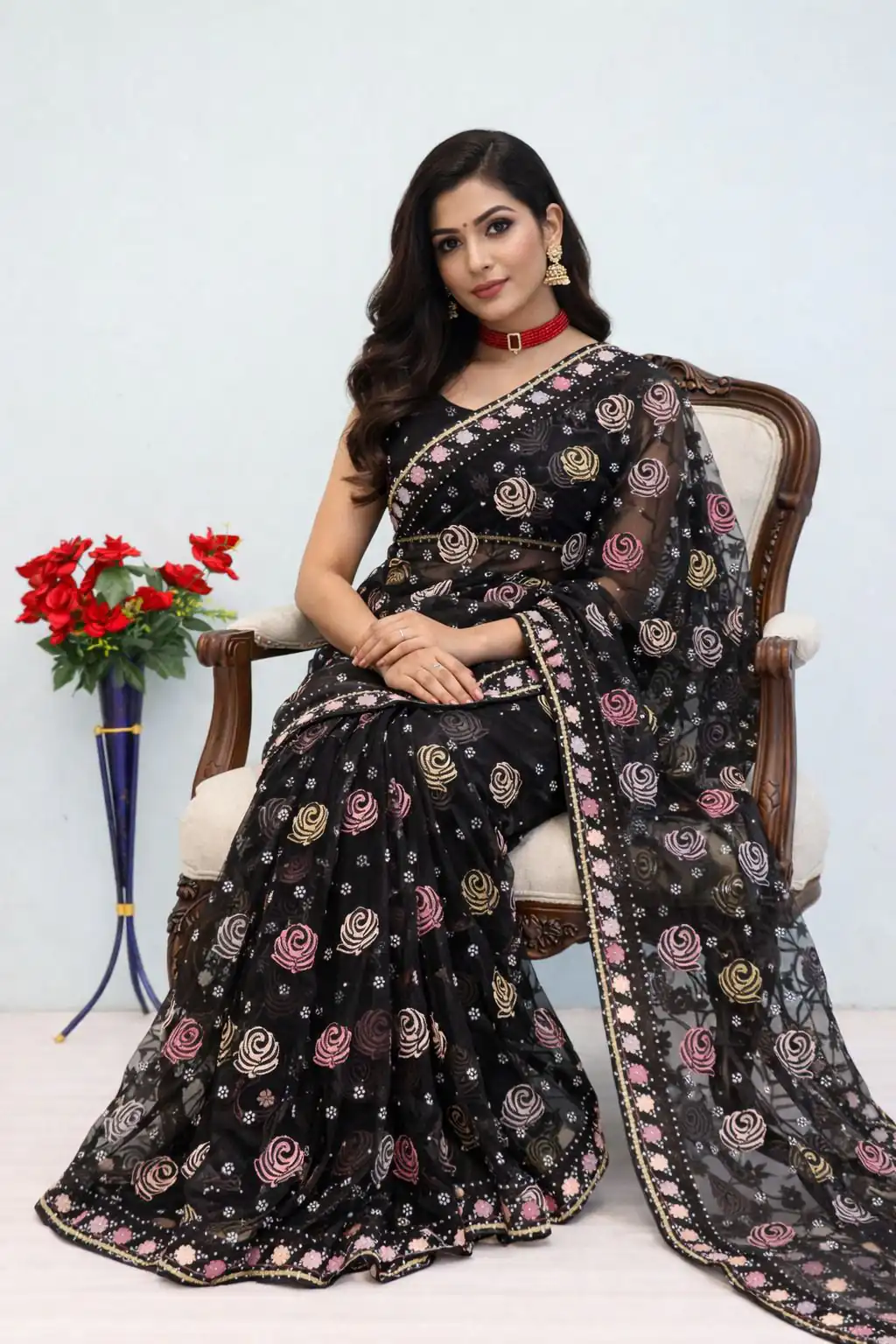 BT GULABO Black Color Butterfly Net 5mm Sequence Embroiderer Work Saree Casual, Wedding, Festive, Events . Expected Delivery  4-6 Working Days @2299/- only                                                                                | Sarees, Bollywood Sarees, Creative Sarees, Designer Sarees, Embroidered Sarees, Ethnic Saree, Modern Digital sarees, Party Wear Sarees