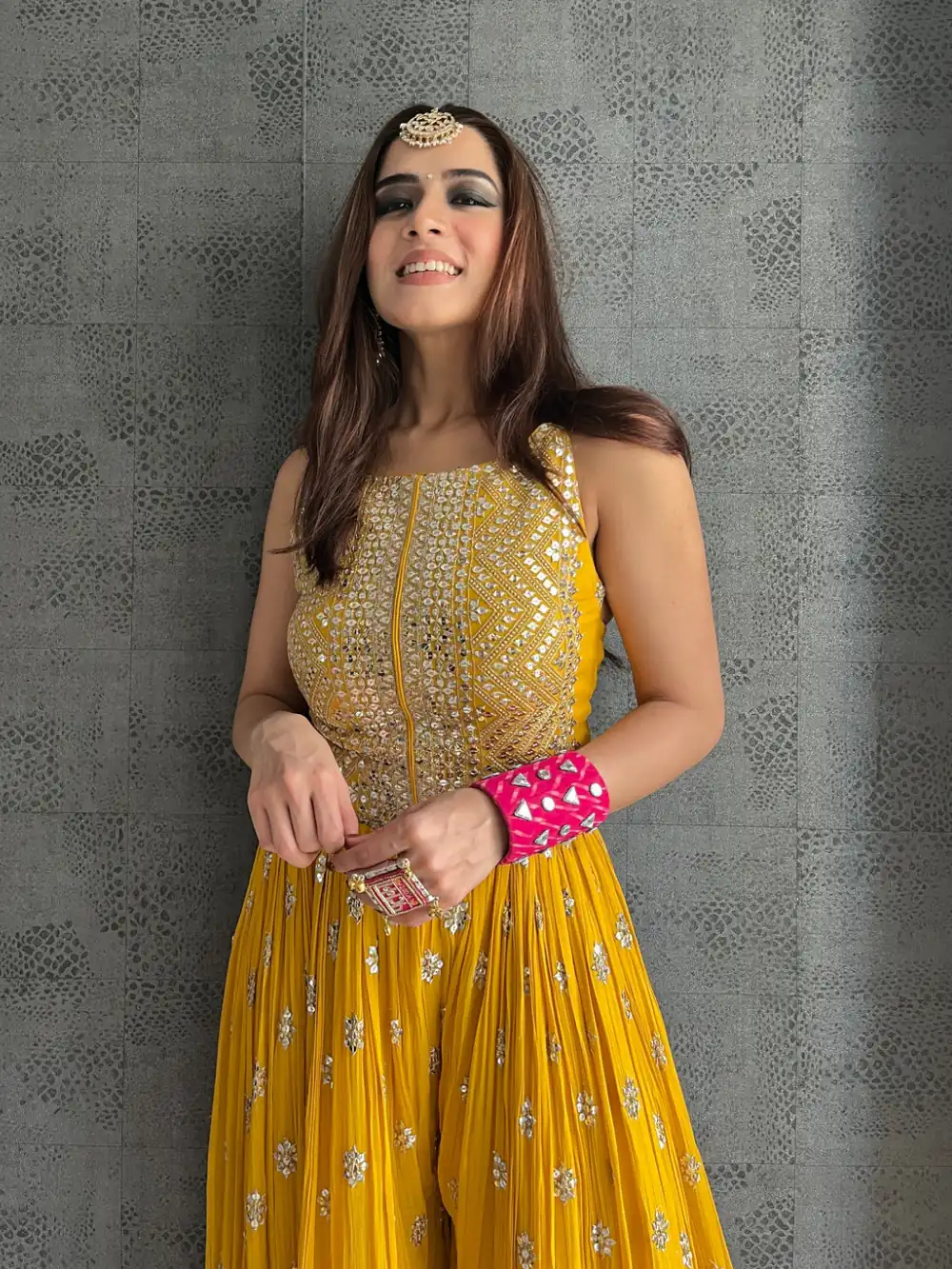 NSR 555 Yellow Jumpsuit : Heavy Faux Georgette Work : Heavy Embroidery With Sequin Work Flair : Each Leg 1.5 M Casual, Party @1699/- | Jump Suits, Salwar suit, Designer Suits, Casual Suits, Creative suits, Palazzo Suits, Party Wear Suits, Straight Suits