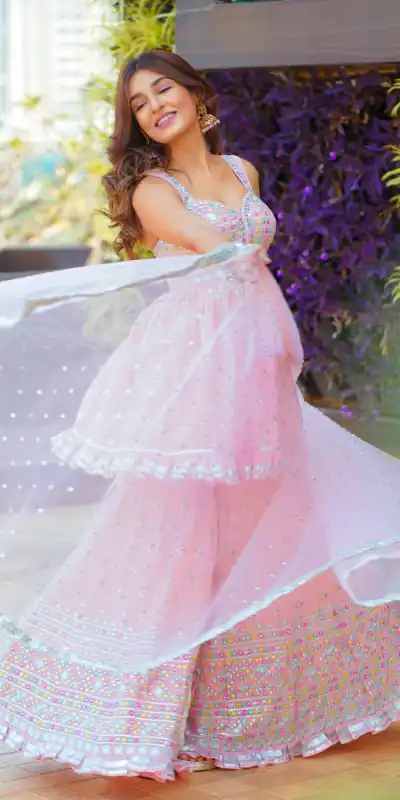 Amazing Baby Pink Color Party Wear Embroidery Sharara Suit