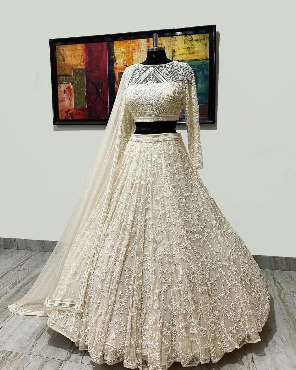 Beautiful White Color Georgette with embroidery Lehenga Choli