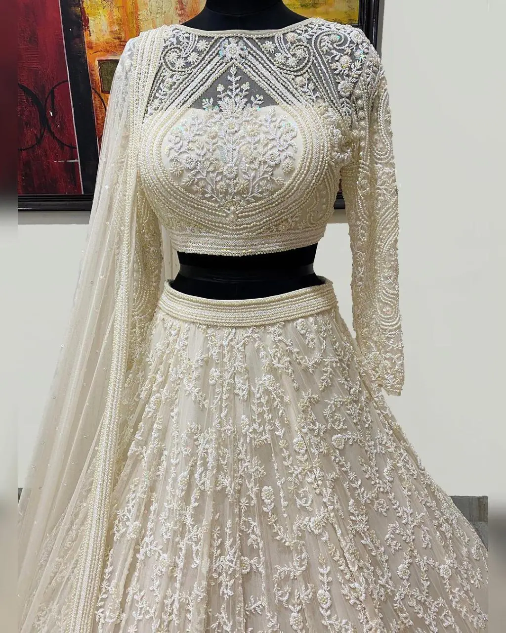 Beautiful White Color Georgette with embroidery Lehenga Choli - Image 3