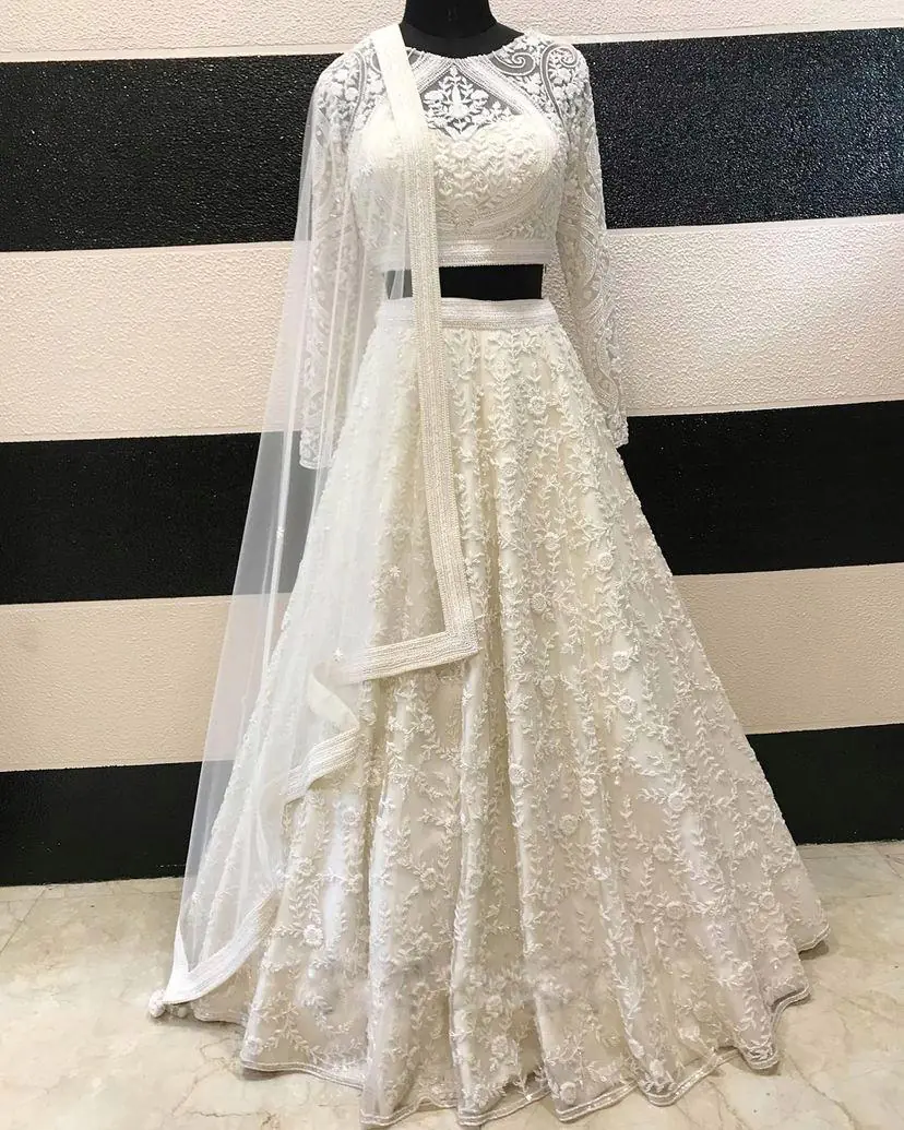 Beautiful White Color Georgette with embroidery Lehenga Choli - Image 2