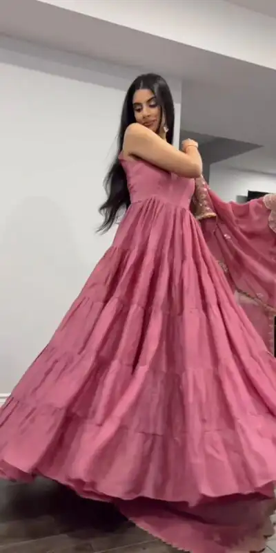 ZSR 5547 Pink Color Gown : Fox Georgette Work : Embroidery Sequence Work Inner : Micro Cotton Traditional Wear, Wedding, Festive, Events. @2599/- | Gowns, Bollywood Gowns, Creative Gowns, Designer Gowns, Embroidered Gowns, Party Wear Gowns