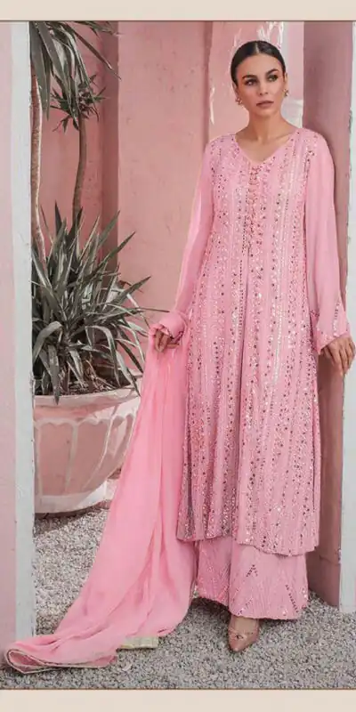 DS 001255 Pink Color Georgette Embroidered Straight Pakistani Salwar Suit Casual, Wedding, Festive, Events Etc. Expected Delivery 4-6 Working Days @1949/- | Salwar suit, Designer Suits, Casual Suits, Creative suits, Palazzo Suits, Party Wear Suits, Patiala Suits, Straight Suits