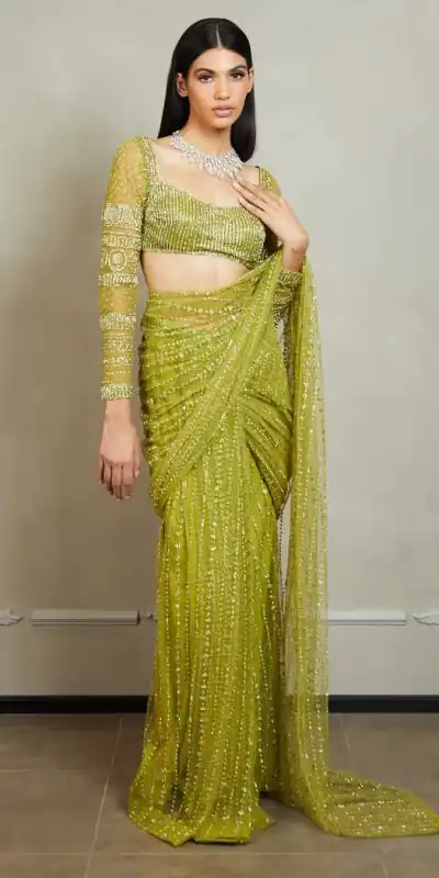 attractive-green-color-fancy-sequence-work-thread-work-saree