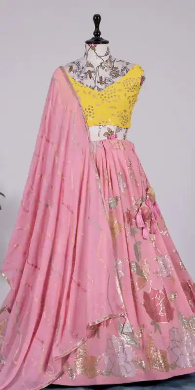LNB1718 Pink Color Lehenga : Georgette Blouse : Georgette Work : Thread And Sequence Embroidered Work Traditional Wear, Festive, Wedding, Events @3199/- | Lehenga, Bollywood Lehenga, Creative Lehenga, Designer Lehenga, Embroidered Lehenga, Party Wear Lehenga