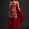 magnificent-red-colour-georgette-with-real-mirror-work-sharara