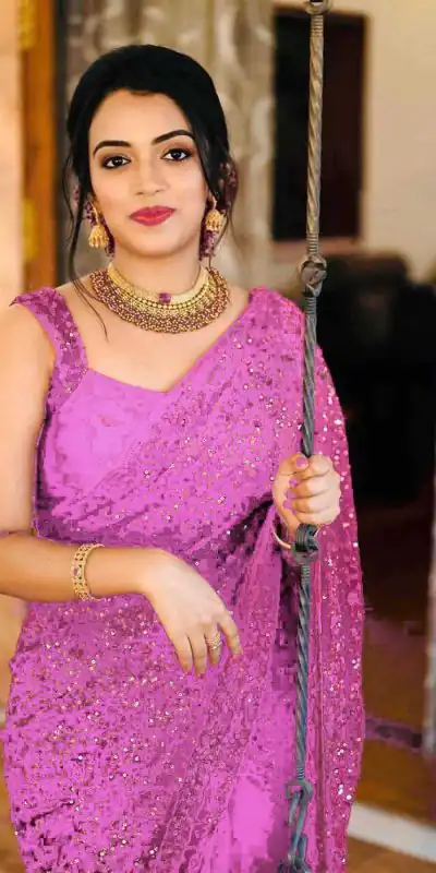 party-wear-pink-color-sequence-work-saree-for-womens