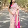 Classic Light Orange Viscos cotton Beautiful Pallu All Over Saree
