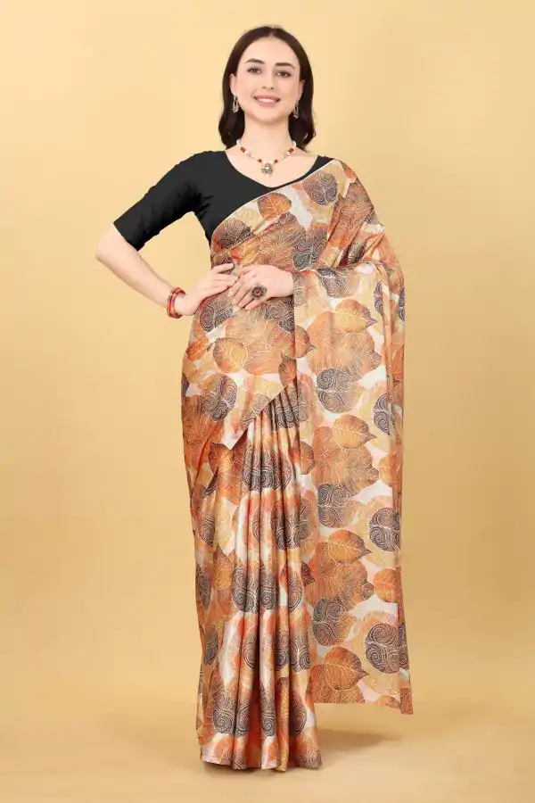 Graceful Peach Color Devsena Soft Silk Saree Digital Print Saree