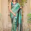 Grand Peacock Green Color Kanjivaram Beautiful Rich Pallu Saree
