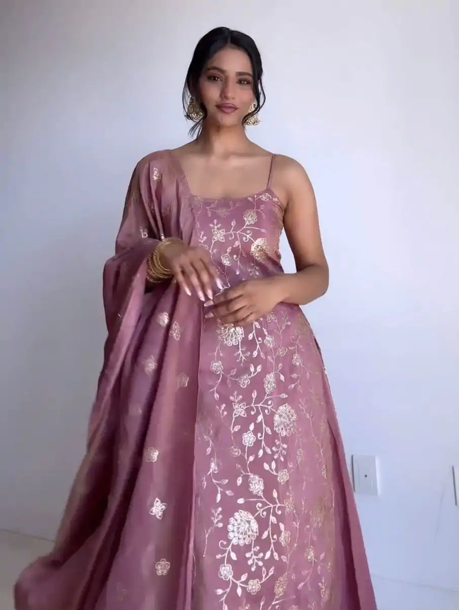 Grand Pink Color Jimmy Chu Thread & Sequence Work Salwar Suit