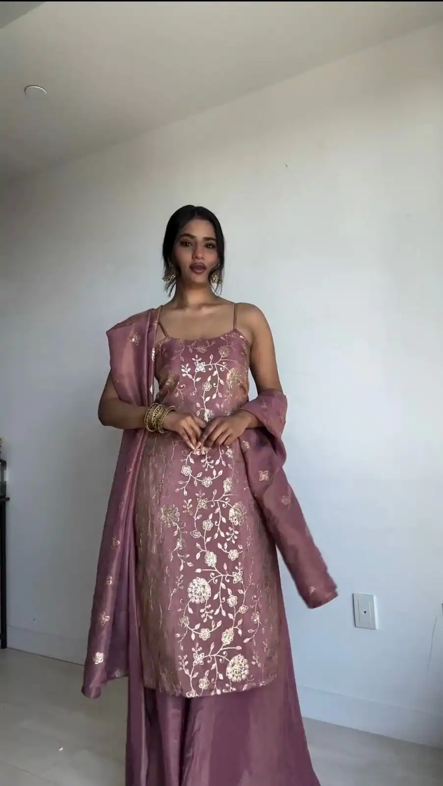 Grand Pink Color Jimmy Chu Thread & Sequence Work Salwar Suit - Image 2