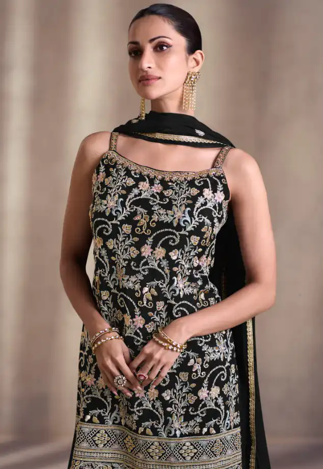 Artful Black Color Georgette Embroidery Work Salwar Suit - Image 2