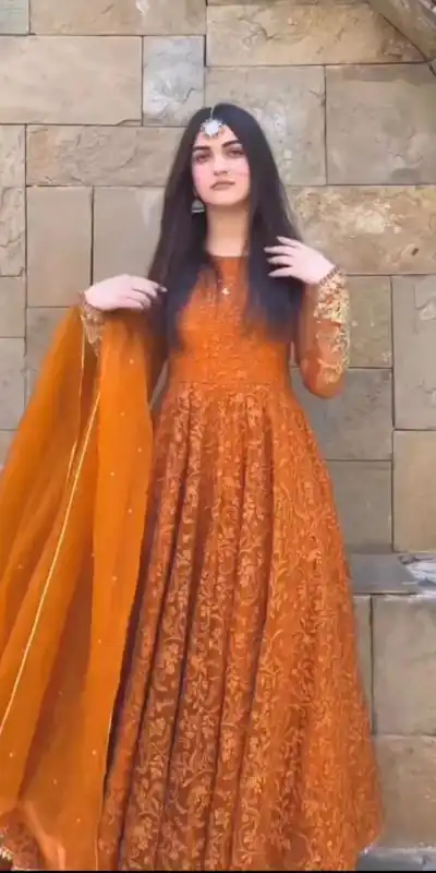 Beautiful Mustard Color Georgette Embroidery Work Salwar Suit