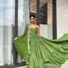Pretty Green Color Chinon Embroidery Sequence Anarkali Suit