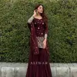 Stylish Maroon Georgette Embroidery Sequence Salwar Suit
