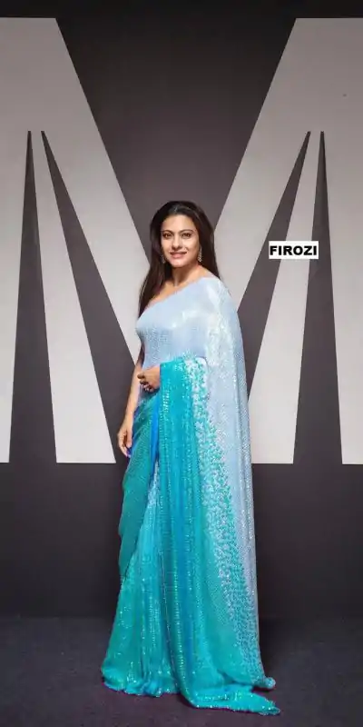 Artful Off Firozi Padding Georgette Double Run Sequins Saree