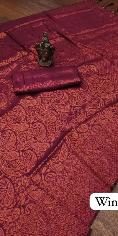 Elegant Wine Color Soft Silk Beautiful Rich Pallu All Over Saree
