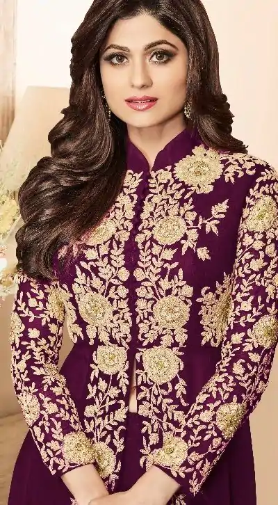 Comfortable Purple Color Heavy Fox Georgette Embroidery Sequence Anarkali Suit