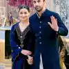 Alia Batt Ranbir Kapoor Navy Blue Velvet Party Wear Sharara Suit