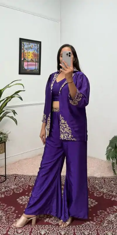 Prefect Royal Blue Color  Chinon Embroidery Work Fancy Pattern Salwar Suit
