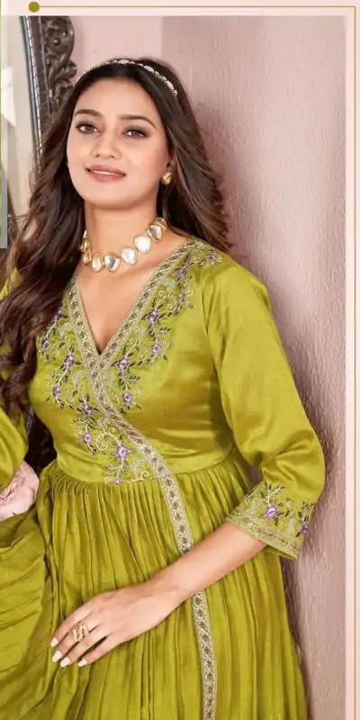 Trendy Light Yellow Color Vichitra Embroidery Work Salwar Suit