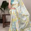 YNF 7054 Light Yellow Color Satin Silk Floral Printed Saree Casual, Wedding, Festive, Events . Expected Delivery  4-6 Working Days @1549/- only                                                                                | Sarees, Bollywood Sarees, Creative Sarees, Designer Sarees, Embroidered Sarees, Ethnic Saree, Modern Digital sarees, Party Wear Sarees