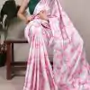 Pink Satin Silk Printed Saree