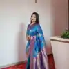 Blue Pethani Silk Zari Lace Work Saree
