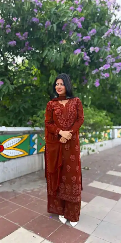 BE 394 Rust Georgette with Embroidery Work & Lace Work Salwar Suit . Available at ₹1849 only. Delivery 4-6 Working Days. Shop now. | Jump Suits, Tops & Bottoms, Track Suits, Trendy Wear, Salwar suit, Designer Suits, Casual Suits, Creative suits, Palazzo Suits, Party Wear Suits, Patiala Suits, Straight Suits