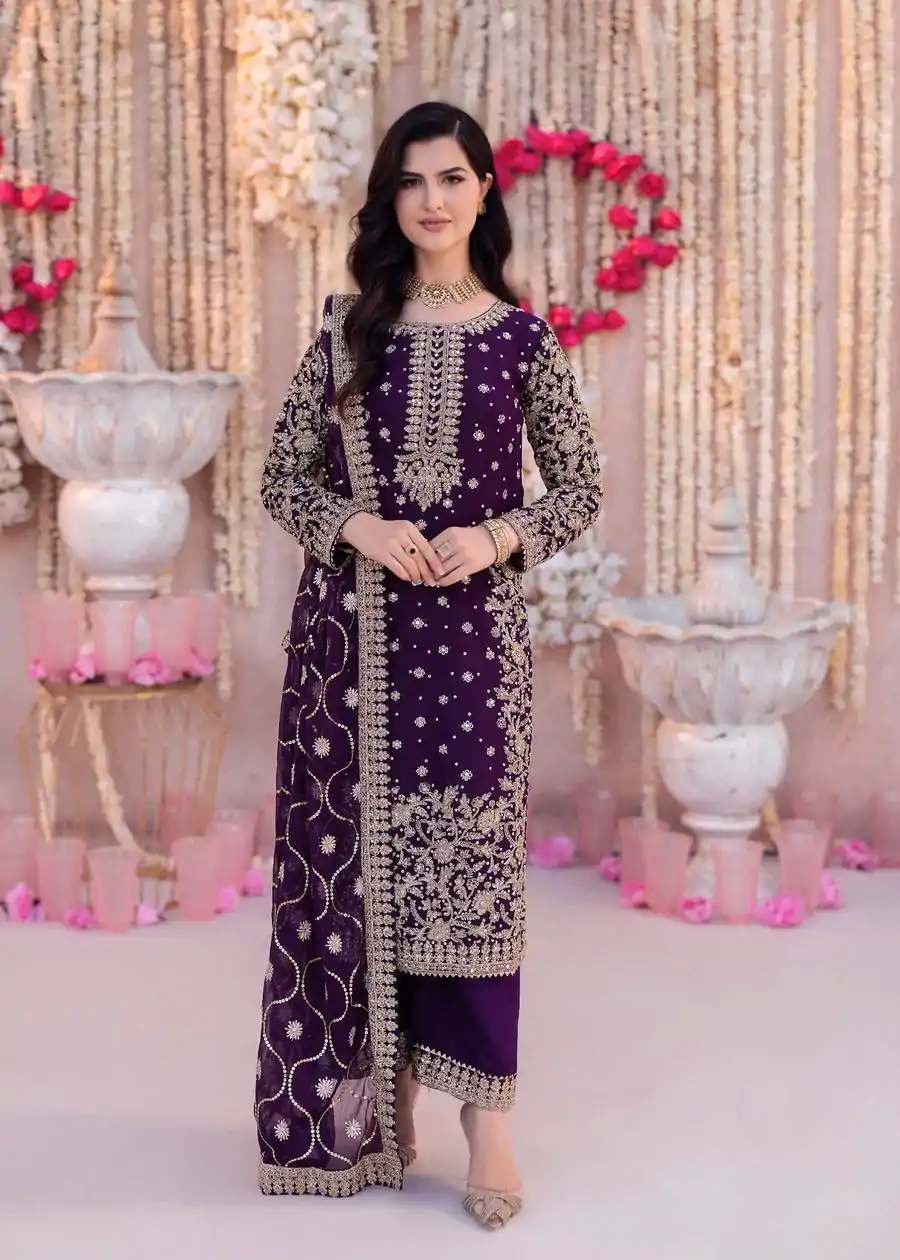 SRK 5238 Wine Faux Georgette With 5mm Embroidery Sequence Work with Beads Work Wedding, Party, Festive, Events, 4-6 Working Days At 2399 | Jump Suits, Salwar suit, Designer Suits, Casual Suits, Creative suits, Palazzo Suits, Party Wear Suits, Patiala Suits, Straight Suits