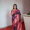 Wine Pethani Silk Zari Lace Work Saree