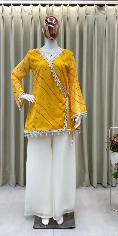 BE 399 Yellow in Georgette Cowrie Work & Lace Work Salwar Suit . Special Price ₹1799. Delivery 4-6 Working Days. Shop now. | Jump Suits, Tops & Bottoms, Track Suits, Trendy Wear, Salwar suit, Designer Suits, Casual Suits, Creative suits, Palazzo Suits, Party Wear Suits, Patiala Suits, Straight Suits
