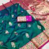 Green Banarasi Silk Lace Work Zari Work Saree