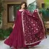 Maroon Vichitra Silk Embroidery Work Gown
