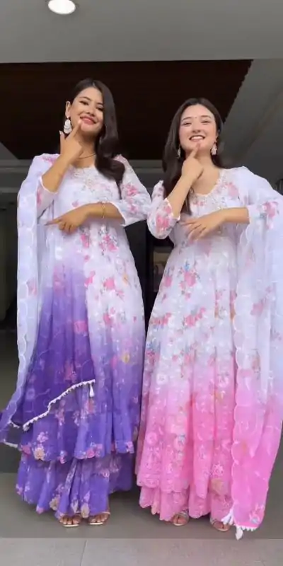 ST 1126 Purple Faux Georgette Gown Perfect for Wedding, Party, Diwali, Makar Sankranti, Mehendi – . Special Price ₹2599. Delivery 4-6 Working Days. | Jump Suits, Salwar suit, Designer Suits, Casual Suits, Creative suits, Palazzo Suits, Party Wear Suits, Patiala Suits, Straight Suits