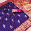 Royal Blue Banarasi Silk Lace Work Zari Work Saree