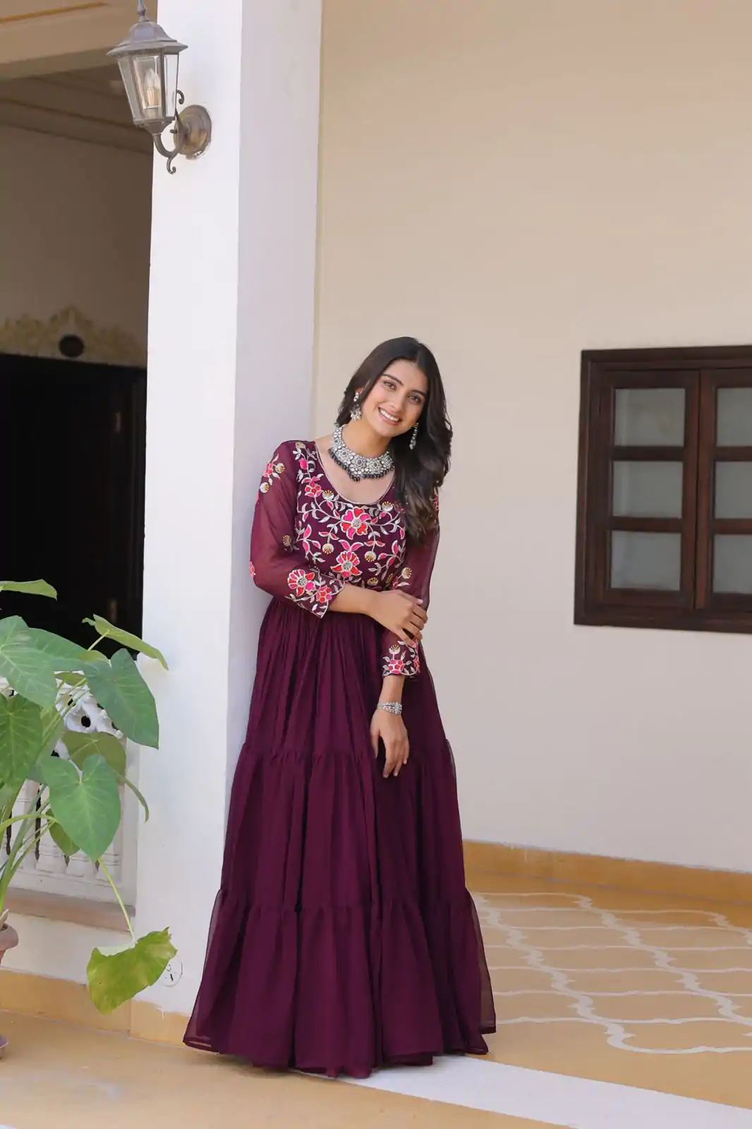 Ram 082 Wine Fox Georgette Gown Perfect for Wedding, Party, Sangeet, Durga Puja, Reception – . Grab it for ₹1849. Delivery 4-6 Working Days. Shop now. | Jump Suits, Salwar suit, Designer Suits, Casual Suits, Creative suits, Palazzo Suits, Party Wear Suits, Patiala Suits, Straight Suits