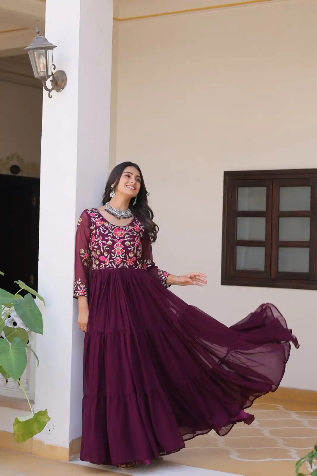 Ram 082 Wine Fox Georgette Gown Perfect for Wedding, Party, Sangeet, Durga Puja, Reception – . Grab it for ₹1849. Delivery 4-6 Working Days. Shop now. | Jump Suits, Salwar suit, Designer Suits, Casual Suits, Creative suits, Palazzo Suits, Party Wear Suits, Patiala Suits, Straight Suits