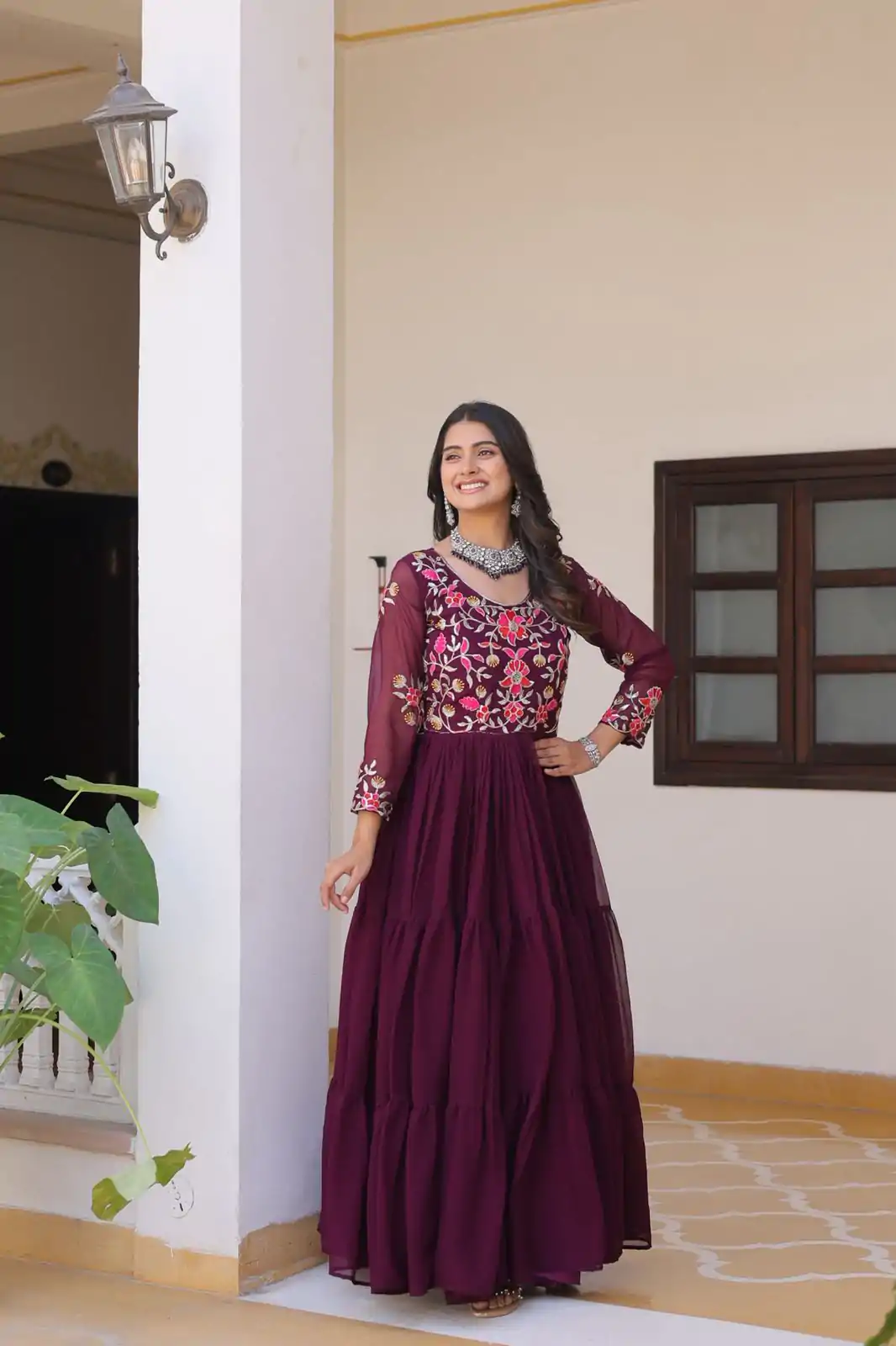 Ram 082 Wine Fox Georgette Gown Perfect for Wedding, Party, Sangeet, Durga Puja, Reception – . Grab it for ₹1849. Delivery 4-6 Working Days. Shop now. | Jump Suits, Salwar suit, Designer Suits, Casual Suits, Creative suits, Palazzo Suits, Party Wear Suits, Patiala Suits, Straight Suits