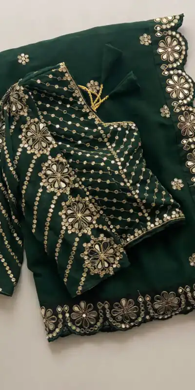 DF 3457 Green Color Georgette Sequence Original Mirror Work Saree Casual, Wedding, Festive, Events . Expected Delivery 4-6 Working Days @2099/- only | Sarees, Bollywood Sarees, Creative Sarees, Designer Sarees, Embroidered Sarees, Ethnic Saree, Modern Digital sarees, Party Wear Sarees