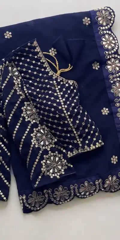 DF 3457 Navy Blue Color Georgette Sequence Original Mirror Work Saree Casual, Wedding, Festive, Events . Expected Delivery 4-6 Working Days @2099/- only | Sarees, Bollywood Sarees, Creative Sarees, Designer Sarees, Embroidered Sarees, Ethnic Saree, Modern Digital sarees, Party Wear Sarees