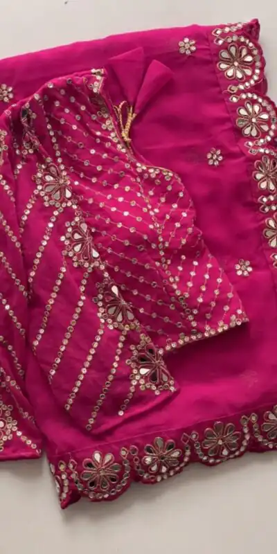 DF 3457 Rani Pink Color Georgette Sequence Original Mirror Work Saree Casual, Wedding, Festive, Events . Expected Delivery 4-6 Working Days @2099/- only | Sarees, Bollywood Sarees, Creative Sarees, Designer Sarees, Embroidered Sarees, Ethnic Saree, Modern Digital sarees, Party Wear Sarees