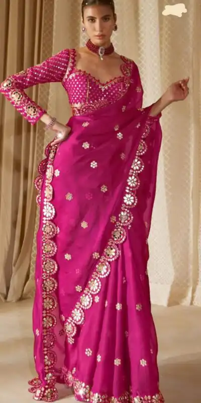 DF 3457 Rani Pink Color Georgette Sequence Original Mirror Work Saree Casual, Wedding, Festive, Events . Expected Delivery  4-6 Working Days @2099/- only                                                                                | Sarees, Bollywood Sarees, Creative Sarees, Designer Sarees, Embroidered Sarees, Ethnic Saree, Modern Digital sarees, Party Wear Sarees