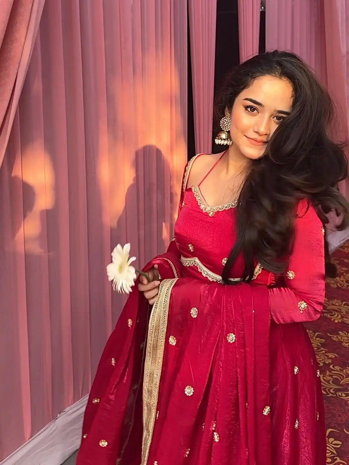 Red Fendy Silk Lace Work Salwar Suit - Image 5