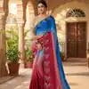 Pink Chinon Embroidery Work Saree