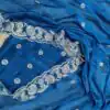 Blue Space Silk Embroidery Work Saree