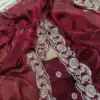 Maroon Space Silk Embroidery Work Saree